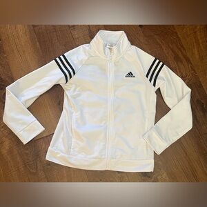 Adidas girls full zip jacket Sz XL extra large/18 white black stripes